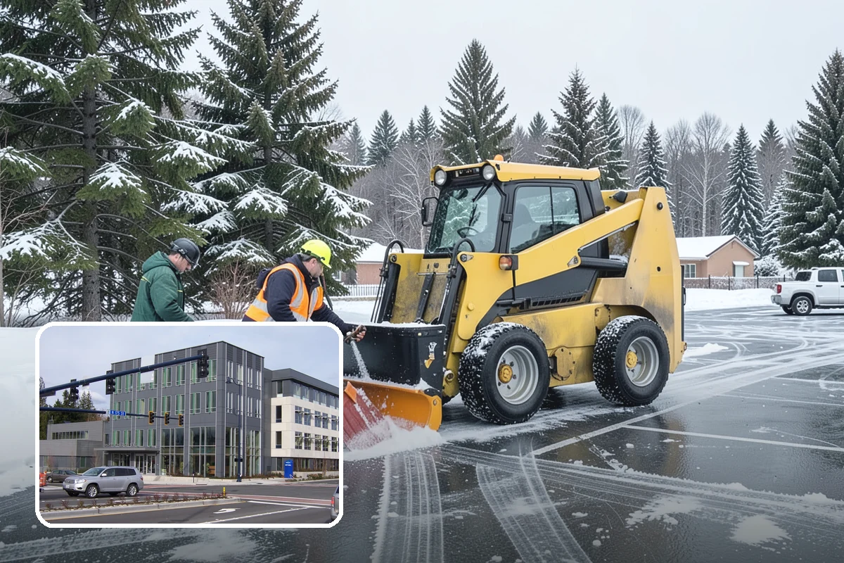Police Station Snow Removal in Shoreline, King County, WA - Patrol and staff lots cleared around the clock