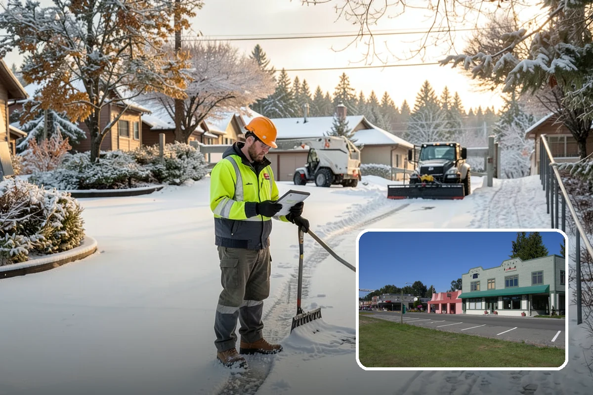 Police Station Snow Removal in Snoqualmie, King County, WA - Patrol and staff lots cleared around the clock