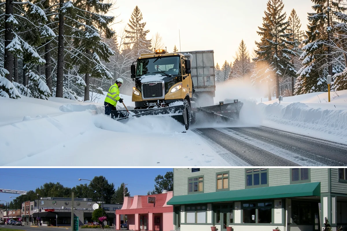 Police Station Snow Removal in Snoqualmie, King County, WA - Stations require reliable coverage from late November through February during lowland freeze events.