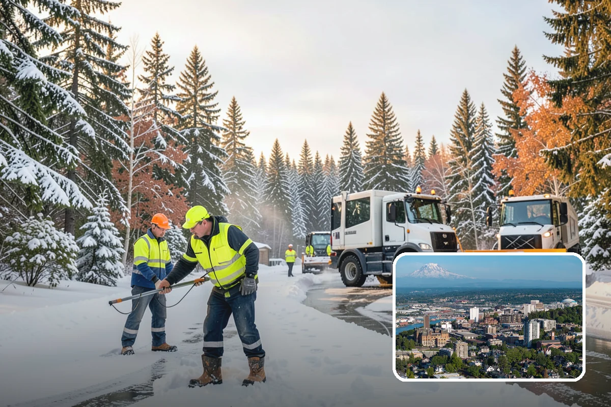 Police Station Snow Removal in Tacoma, Pierce County, WA - Patrol and staff lots cleared around the clock