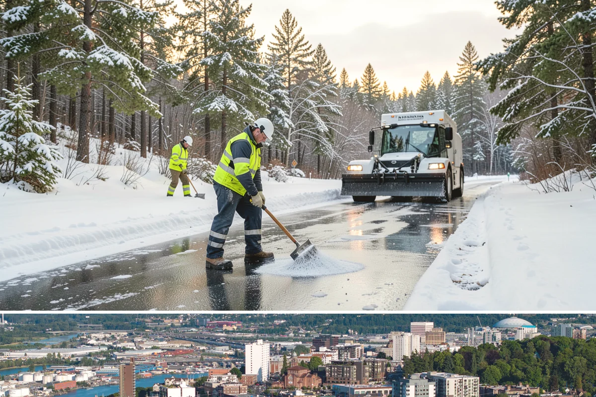 Police Station Snow Removal in Tacoma, Pierce County, WA - Stations require reliable coverage from late November through February during lowland freeze events.