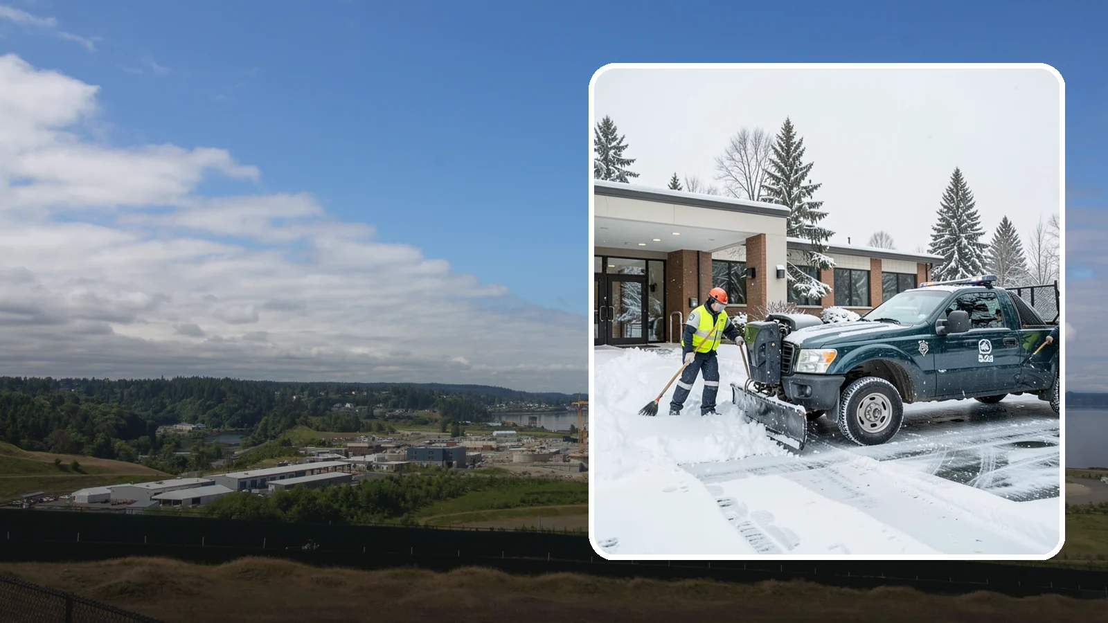 Police Station Snow Removal in University Place, Pierce County, WA - We keep police station lots, sally ports, and secure entrances clear so patrol vehicles and personnel move without delay in any...