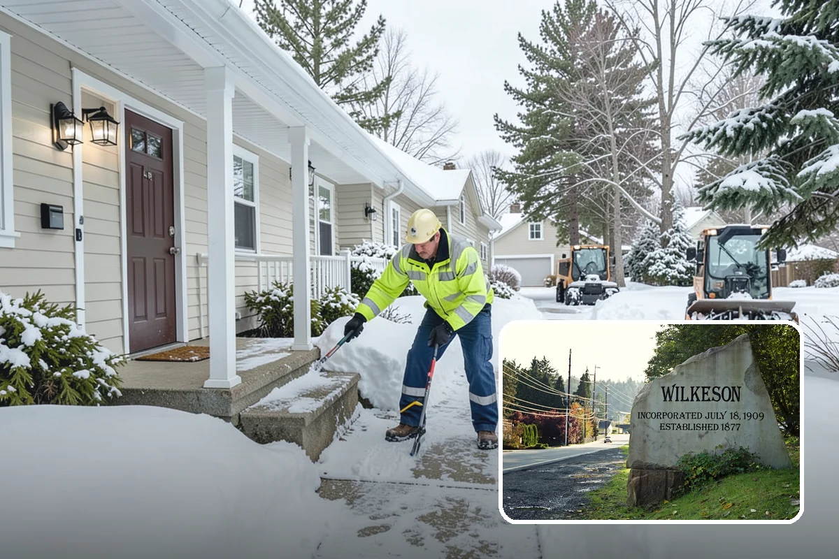 Police Station Snow Removal in Wilkeson, Pierce County, WA - Patrol and staff lots cleared around the clock