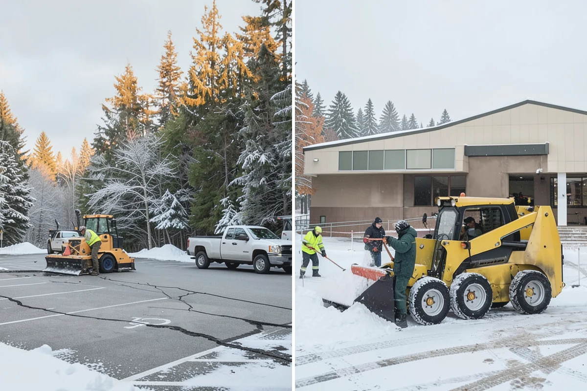 Police Station Snow Removal in Wilkeson, Pierce County, WA - Identify patrol lots, sally ports, and public entrances