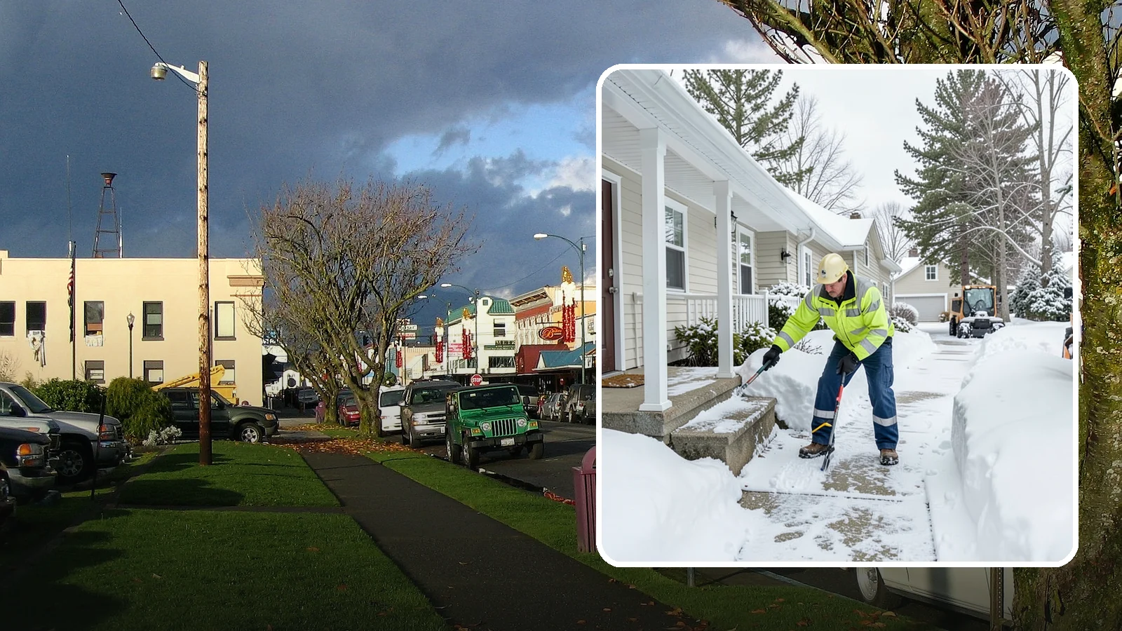 Porch Snow Removal in Arlington, Snohomish County, WA - We clear covered and open porches so your home's main gathering entry stays dry and safe underfoot.