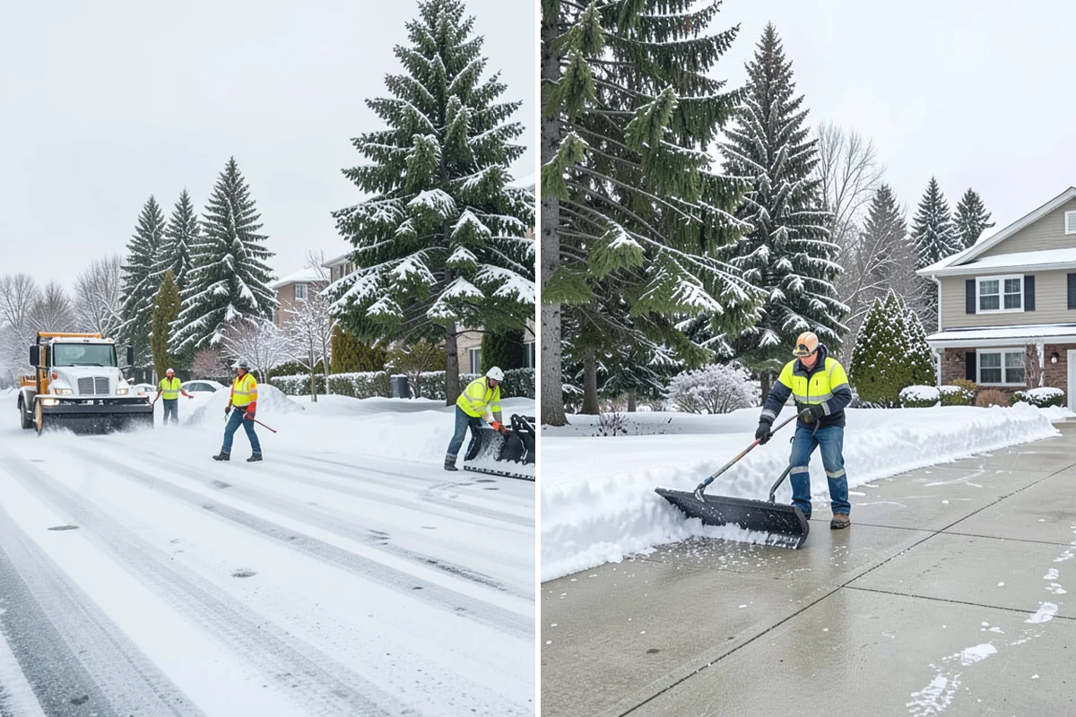 Porch Snow Removal in Auburn, King County, WA - We evaluate how snow is drifting onto the porch