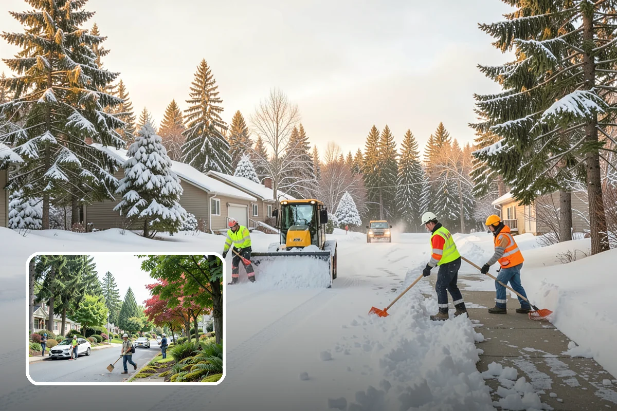 Porch Snow Removal in Beaux Arts Village, King County, WA - Removes wind-driven snow that gathers at porch edges