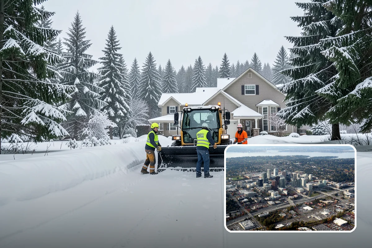 Porch Snow Removal in Bellevue, King County, WA - Removes wind-driven snow that gathers at porch edges