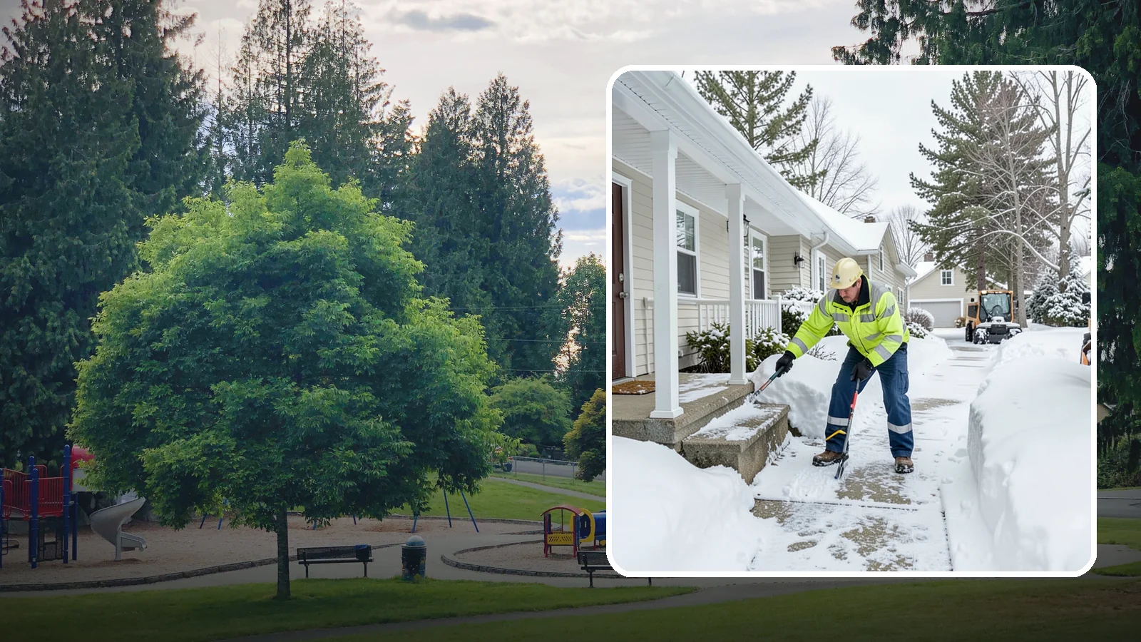 Porch Snow Removal in Bonney Lake, Pierce County, WA - We clear covered and open porches so your home's main gathering entry stays dry and safe underfoot.