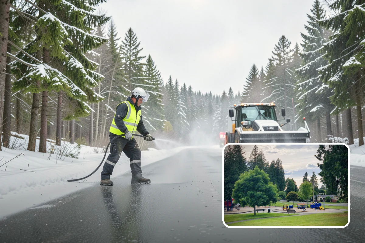 Porch Snow Removal in Bonney Lake, Pierce County, WA - Removes wind-driven snow that gathers at porch edges