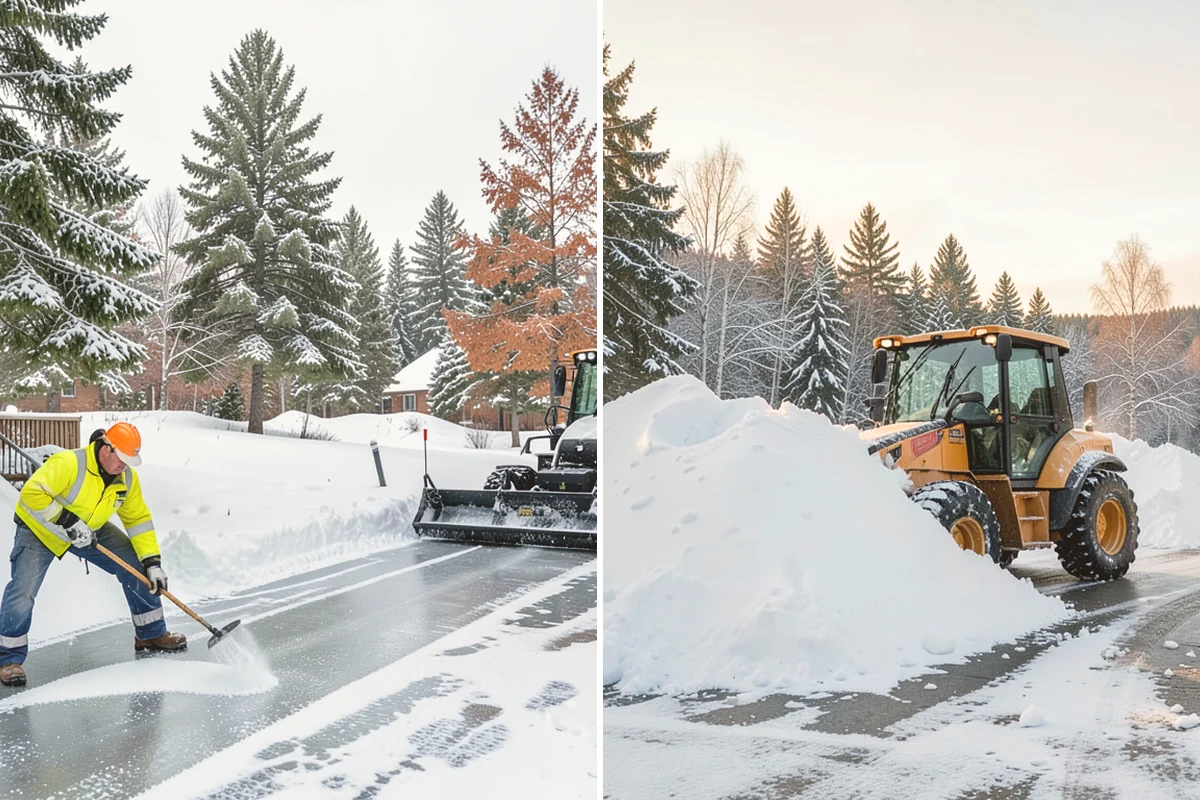 Porch Snow Removal in Bothell, King County, WA - We evaluate how snow is drifting onto the porch