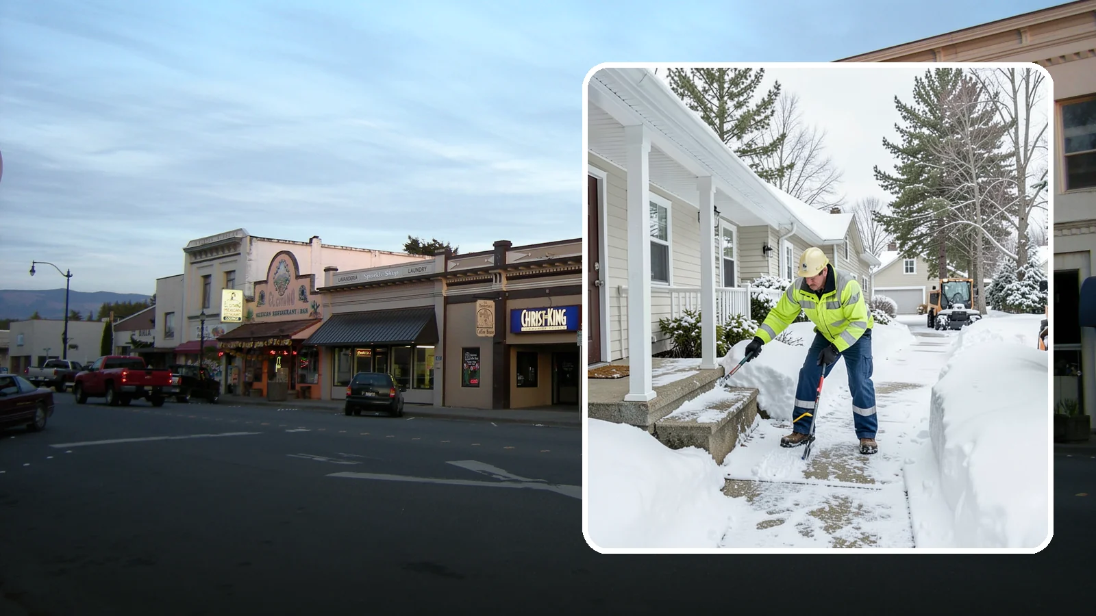 Porch Snow Removal in Burlington, Skagit County, WA - We clear covered and open porches so your home's main gathering entry stays dry and safe underfoot.