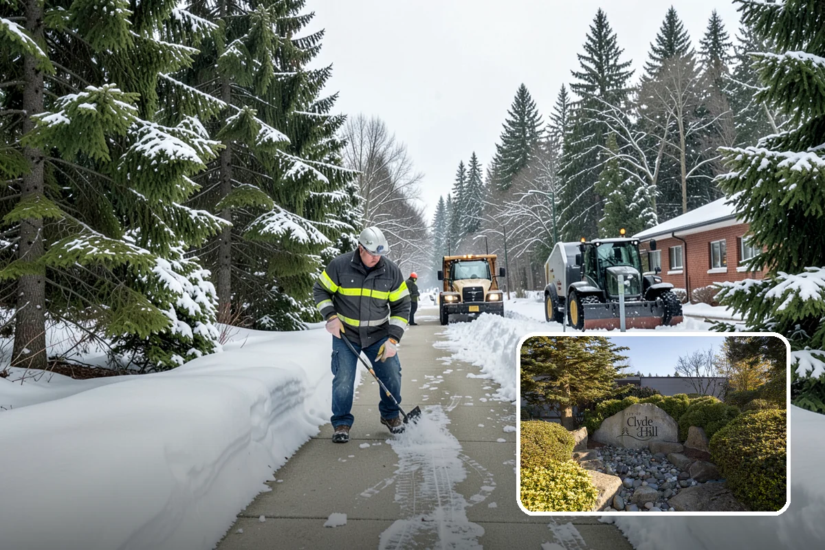 Porch Snow Removal in Clyde Hill, King County, WA - Removes wind-driven snow that gathers at porch edges
