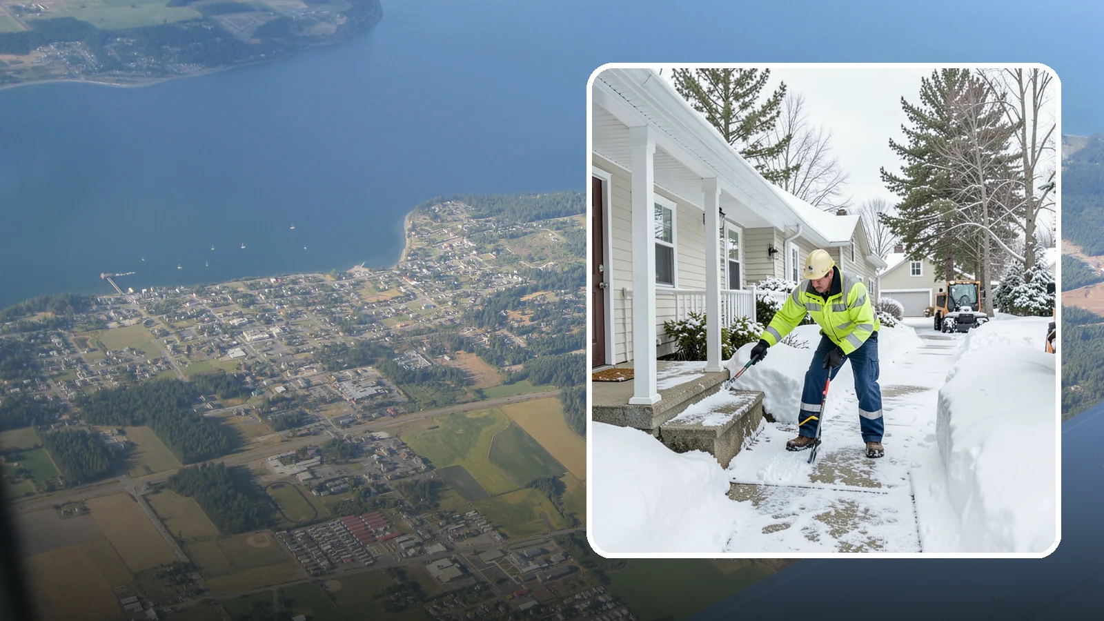 Porch Snow Removal in Coupeville, Island County, WA - We clear covered and open porches so your home's main gathering entry stays dry and safe underfoot.