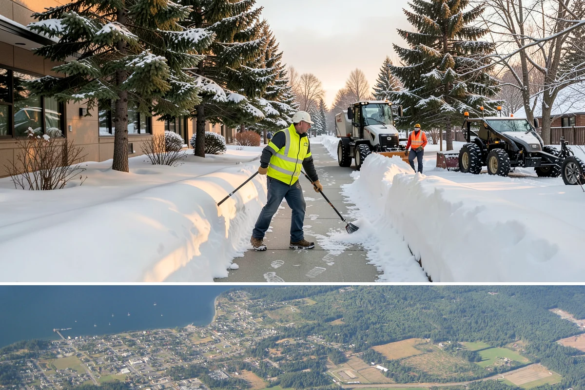 Porch Snow Removal in Coupeville, Island County, WA - Book before the first cold outflow so your porch is handled from the season's opening storm.