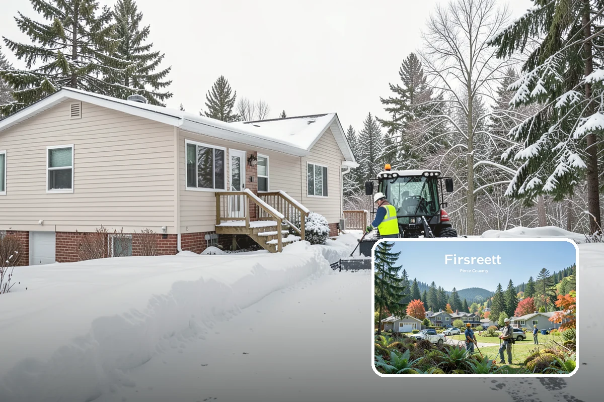 Porch Snow Removal in Fircrest, Pierce County, WA - Removes wind-driven snow that gathers at porch edges