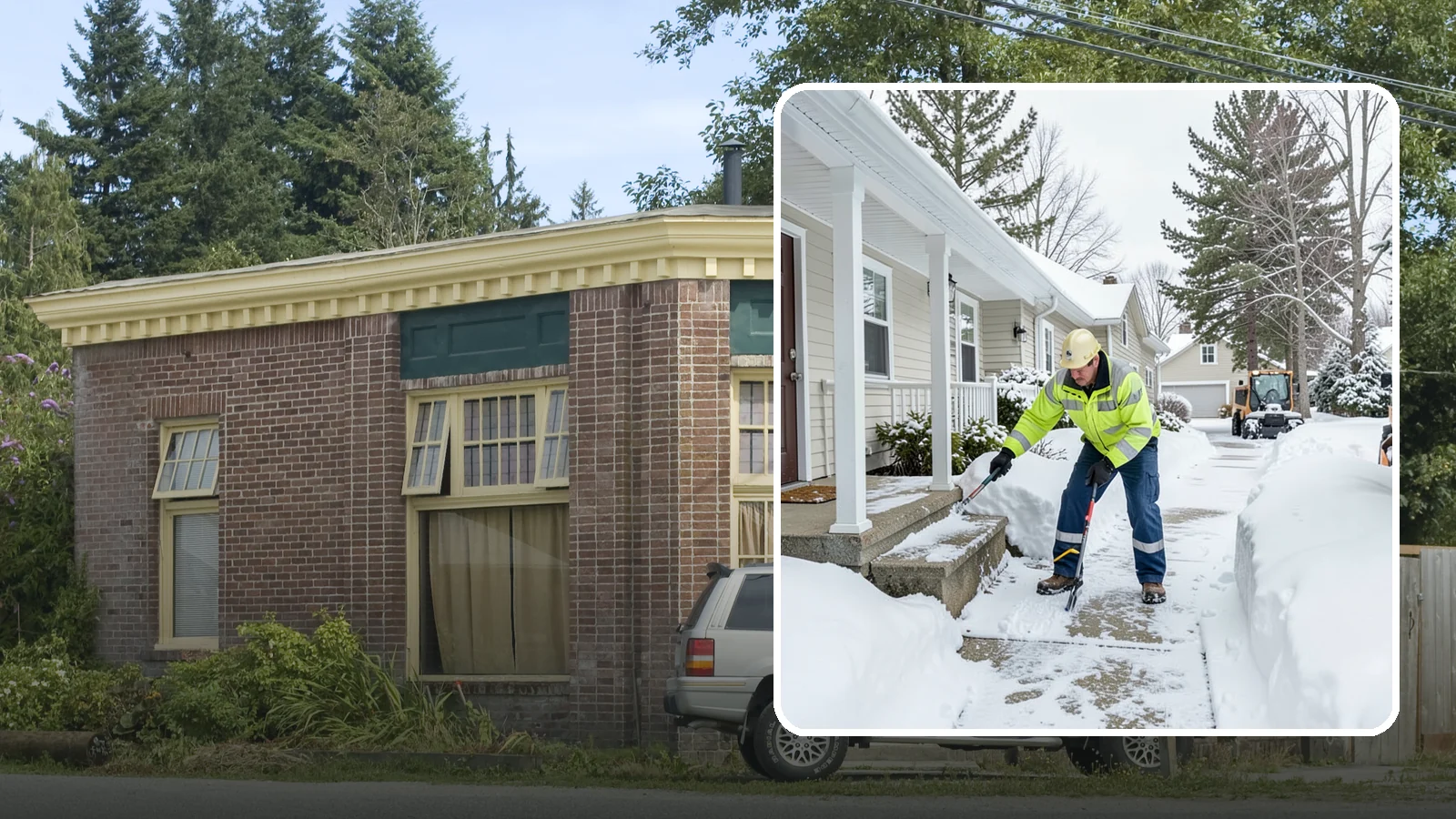 Porch Snow Removal in Hamilton, Skagit County, WA - We clear covered and open porches so your home's main gathering entry stays dry and safe underfoot.