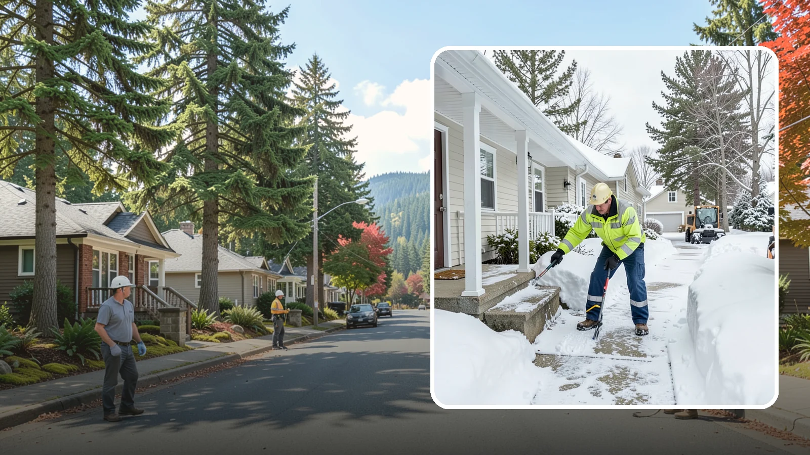 Porch Snow Removal in Hunts Point, King County, WA - We clear covered and open porches so your home's main gathering entry stays dry and safe underfoot.