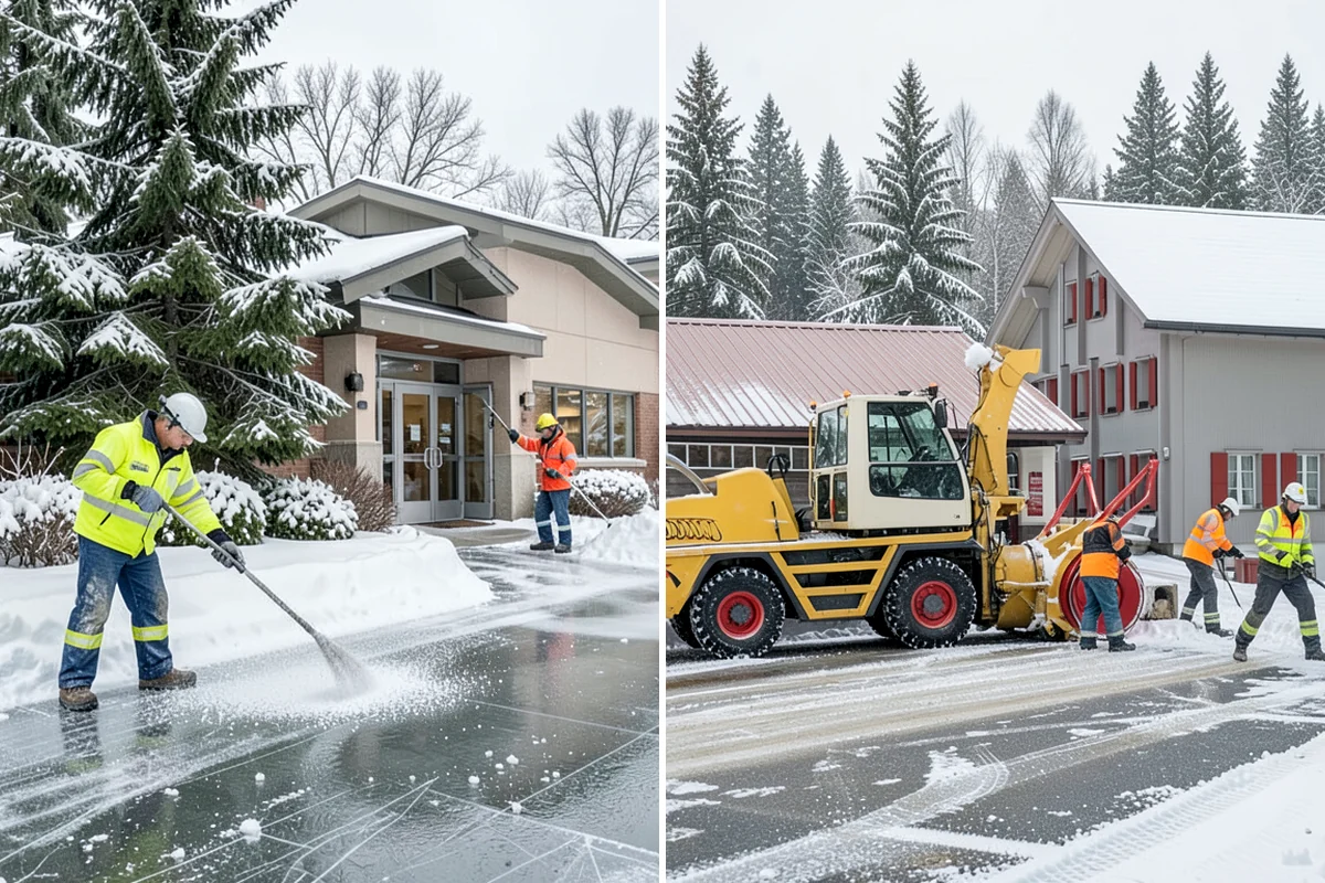 Porch Snow Removal in Hunts Point, King County, WA - We evaluate how snow is drifting onto the porch