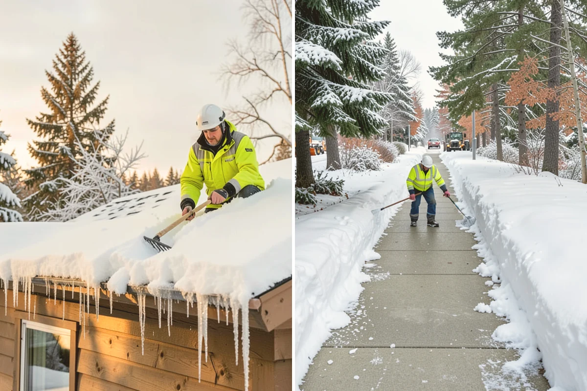 Porch Snow Removal in Kent, King County, WA - We evaluate how snow is drifting onto the porch