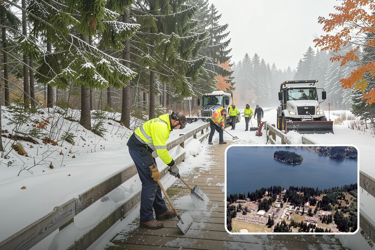 Porch Snow Removal in Lakewood, Pierce County, WA - Removes wind-driven snow that gathers at porch edges