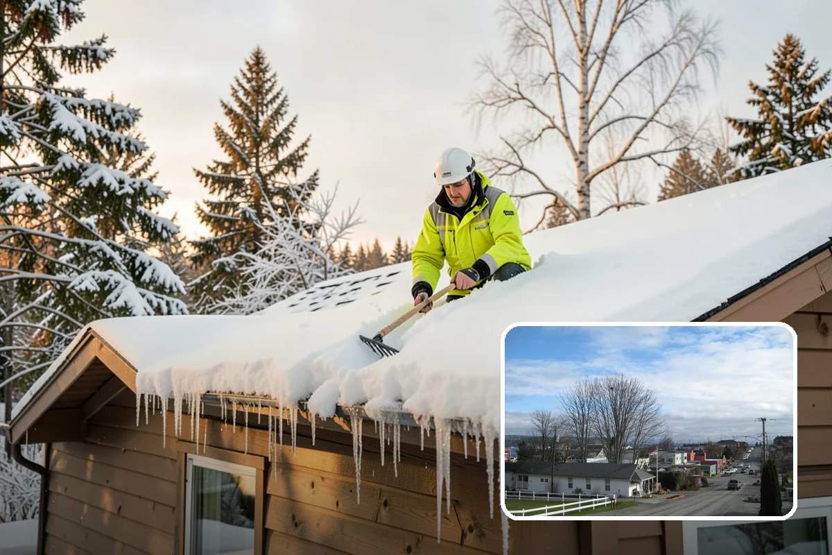 Porch Snow Removal in Langley, Island County, WA - Removes wind-driven snow that gathers at porch edges