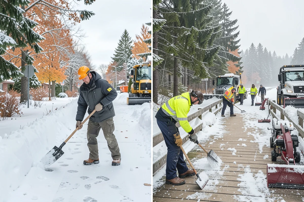 Porch Snow Removal in Medina, King County, WA - We evaluate how snow is drifting onto the porch