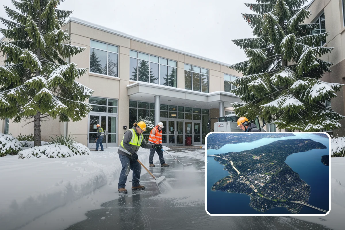 Porch Snow Removal in Mercer Island, King County, WA - Removes wind-driven snow that gathers at porch edges