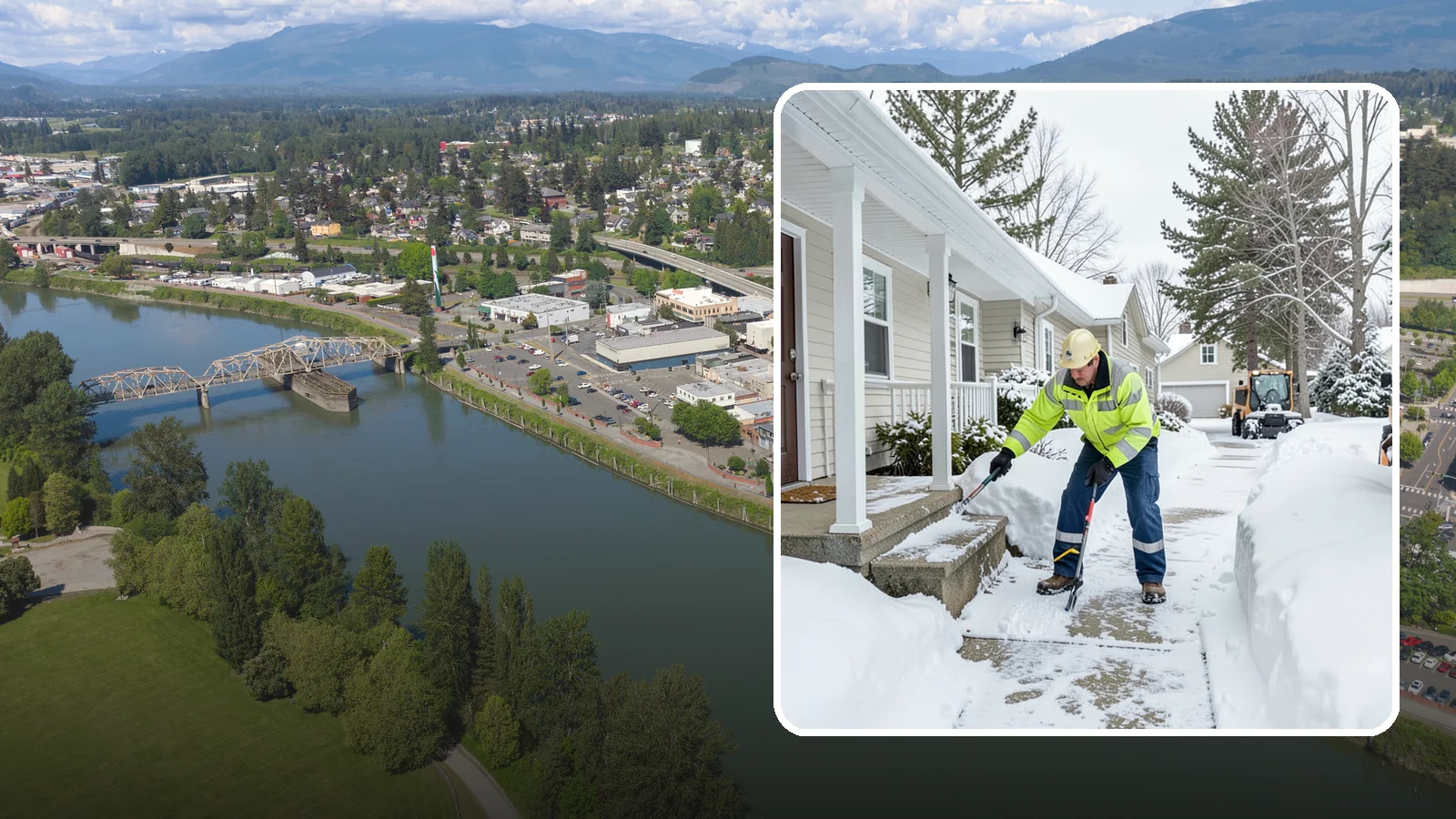 Porch Snow Removal in Mount Vernon, Skagit County, WA - We clear covered and open porches so your home's main gathering entry stays dry and safe underfoot.