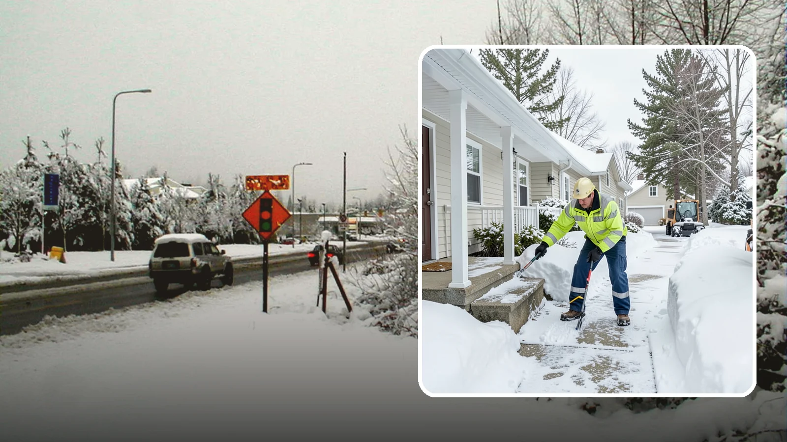 Porch Snow Removal in Newcastle, King County, WA - We clear covered and open porches so your home's main gathering entry stays dry and safe underfoot.