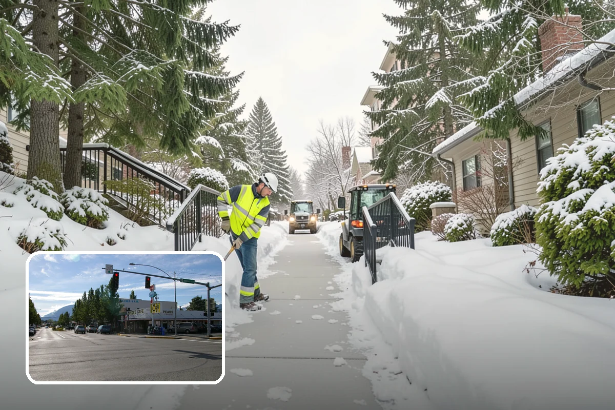 Porch Snow Removal in North Bend, King County, WA - Removes wind-driven snow that gathers at porch edges