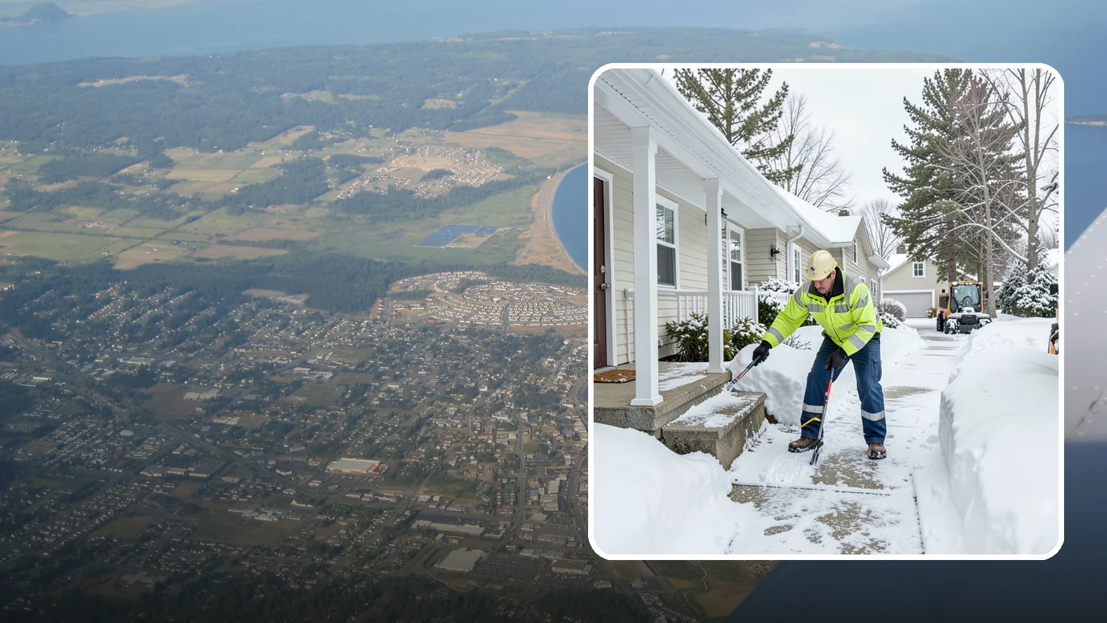 Porch Snow Removal in Oak Harbor, Island County, WA - We clear covered and open porches so your home's main gathering entry stays dry and safe underfoot.