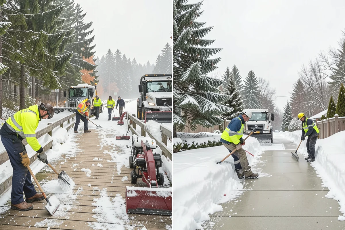Porch Snow Removal in Ruston, Pierce County, WA - We evaluate how snow is drifting onto the porch