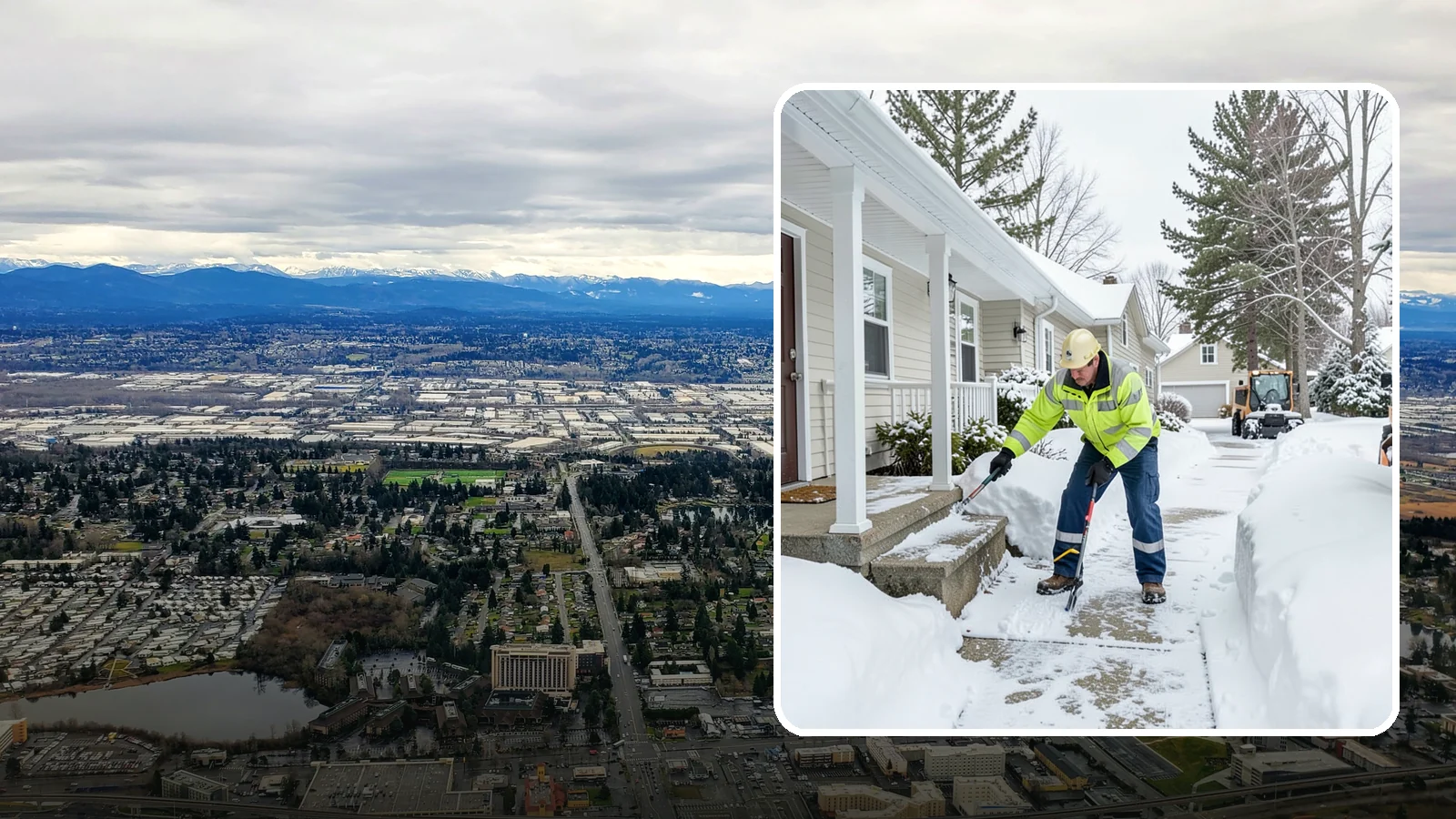 Porch Snow Removal in SeaTac, King County, WA - We clear covered and open porches so your home's main gathering entry stays dry and safe underfoot.