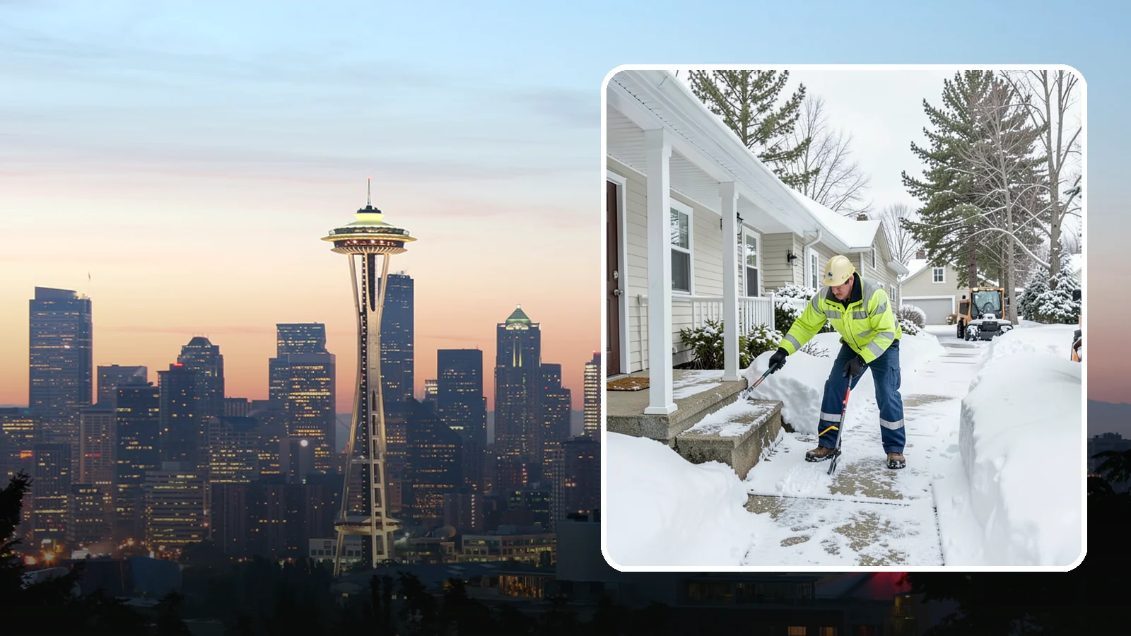 Porch Snow Removal in Seattle, King County, WA - We clear covered and open porches so your home's main gathering entry stays dry and safe underfoot.