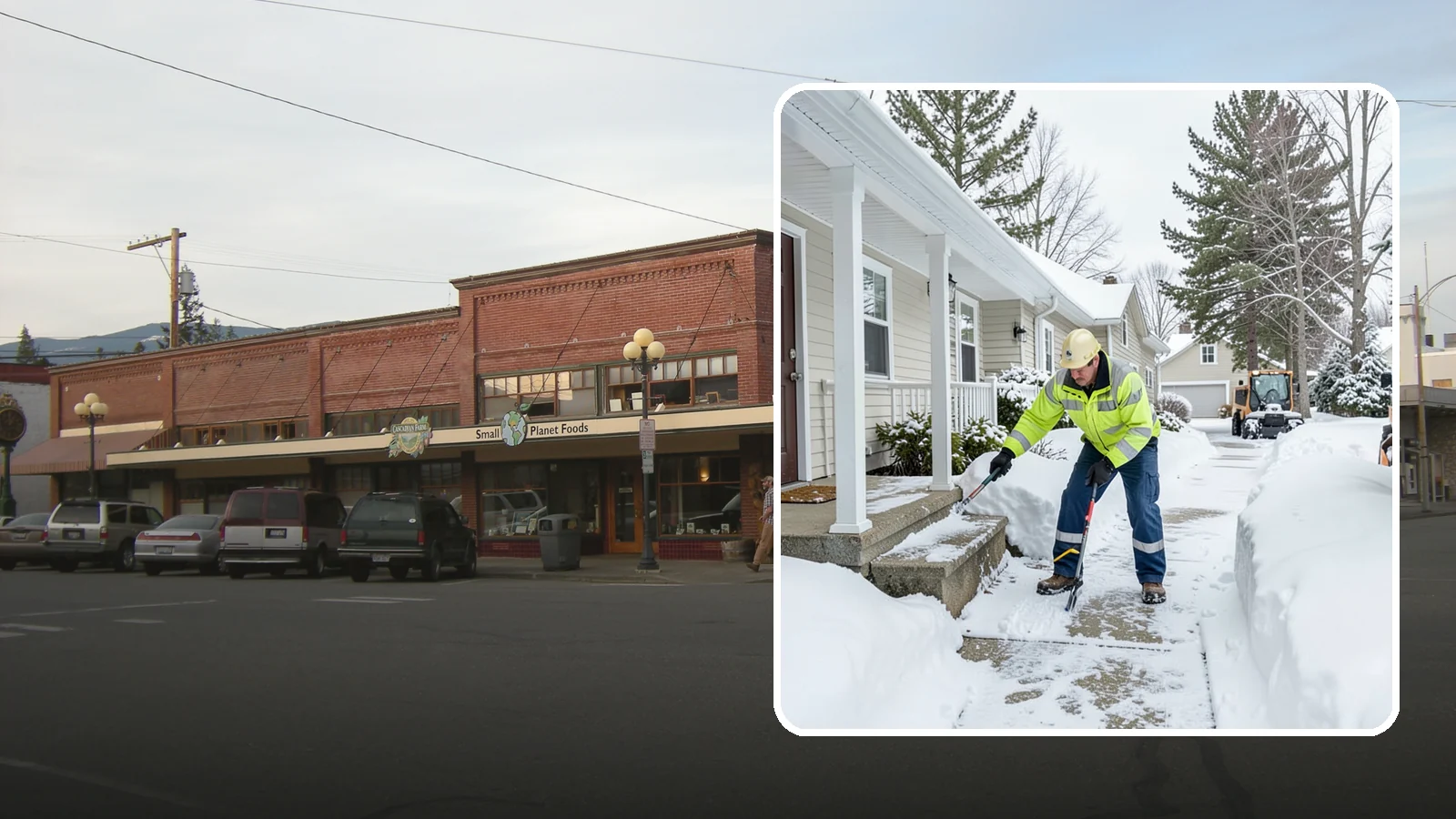 Porch Snow Removal in Sedro-Woolley, Skagit County, WA - We clear covered and open porches so your home's main gathering entry stays dry and safe underfoot.