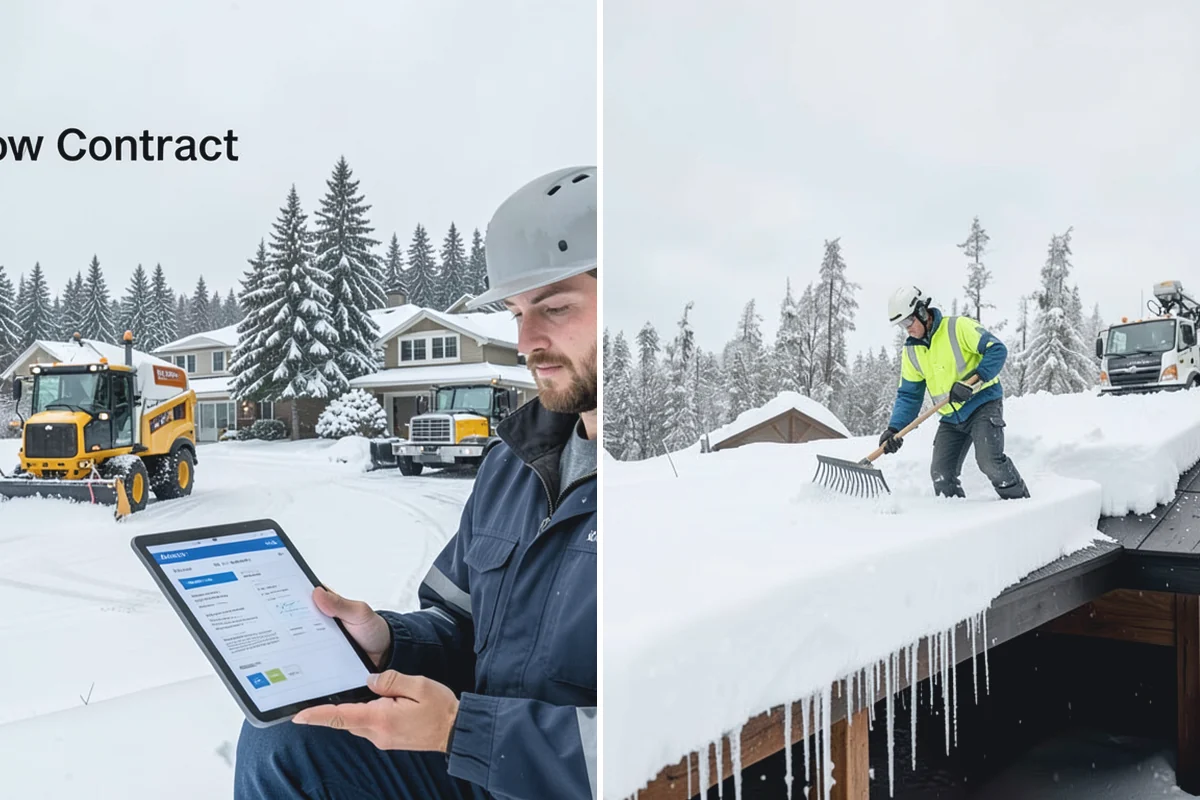 Porch Snow Removal in South Prairie, Pierce County, WA - We evaluate how snow is drifting onto the porch