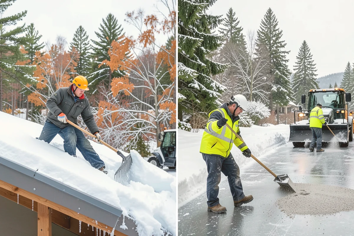 Porch Snow Removal in Stanwood, Snohomish County, WA - We evaluate how snow is drifting onto the porch