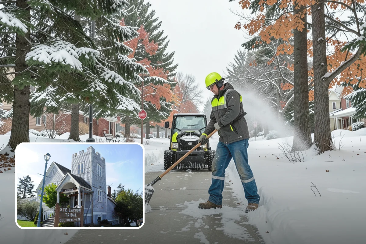 Porch Snow Removal in Steilacoom, Pierce County, WA - Removes wind-driven snow that gathers at porch edges