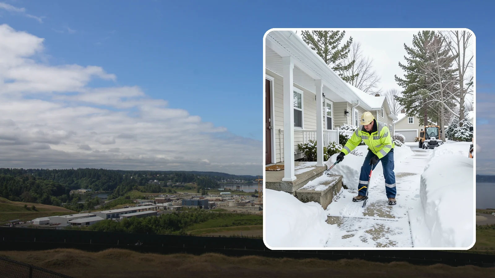 Porch Snow Removal in University Place, Pierce County, WA - We clear covered and open porches so your home's main gathering entry stays dry and safe underfoot.