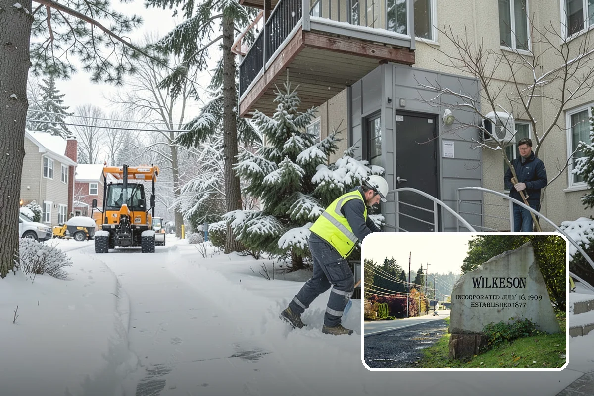 Porch Snow Removal in Wilkeson, Pierce County, WA - Removes wind-driven snow that gathers at porch edges