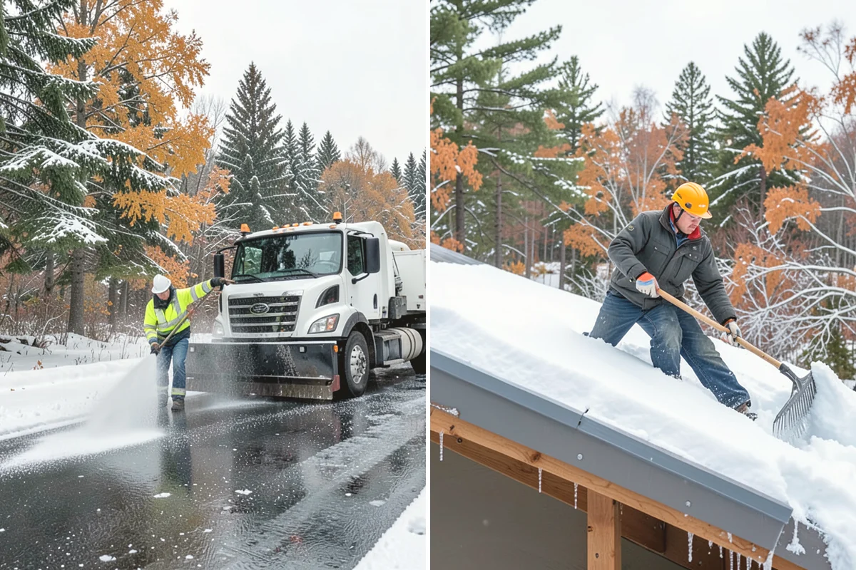 Porch Snow Removal in Yarrow Point, King County, WA - We evaluate how snow is drifting onto the porch