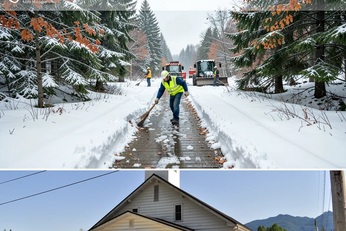 Porch Steps Clearing in Concrete, Skagit County, WA - Porch steps need regular clearing all winter, with extra attention during thaws when roof drip refreezes at the base of the...