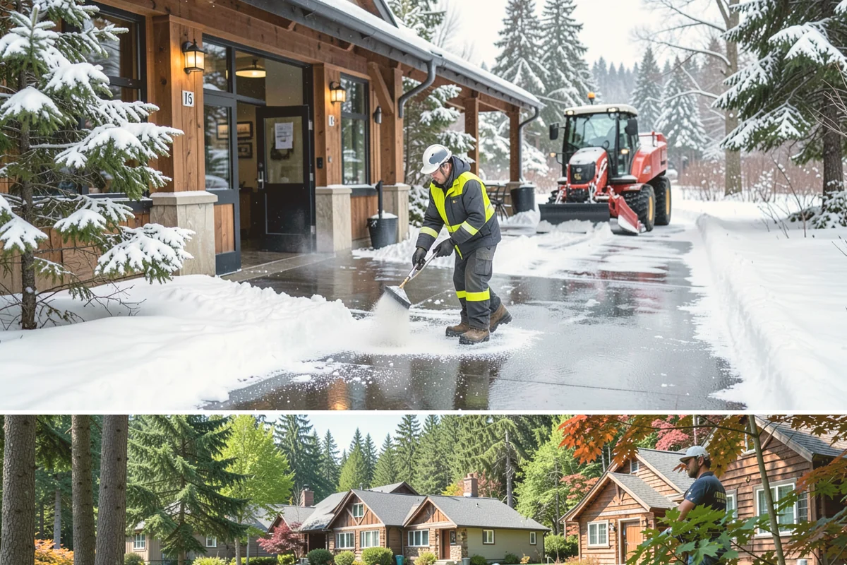 Porch Steps Clearing in Edgewood, Pierce County, WA - Porch steps need regular clearing all winter, with extra attention during thaws when roof drip refreezes at the base of the...