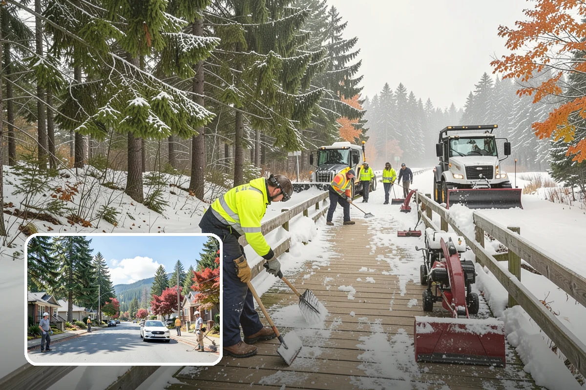 Porch Steps Clearing in Hunts Point, King County, WA - Keeps your covered entrance usable in any storm