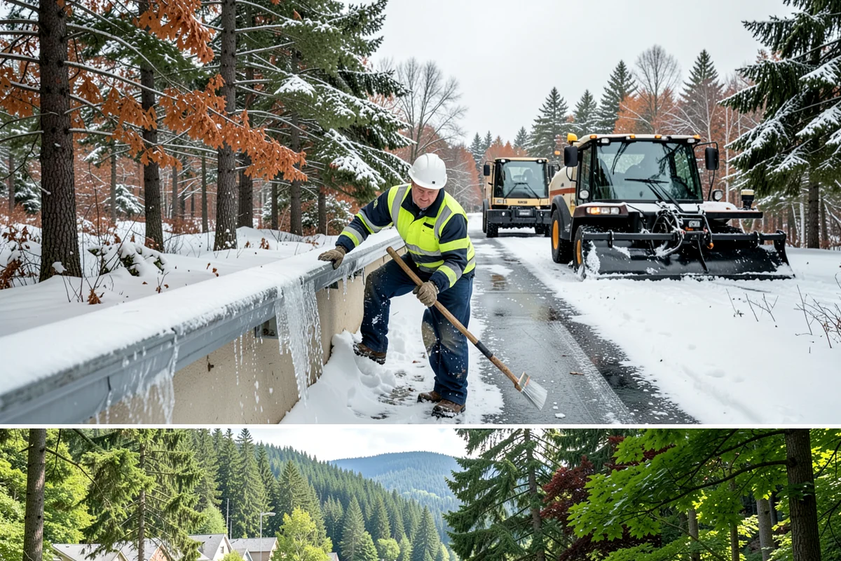 Porch Steps Clearing in Lake Forest Park, King County, WA - Porch steps need regular clearing all winter, with extra attention during thaws when roof drip refreezes at the base of the...