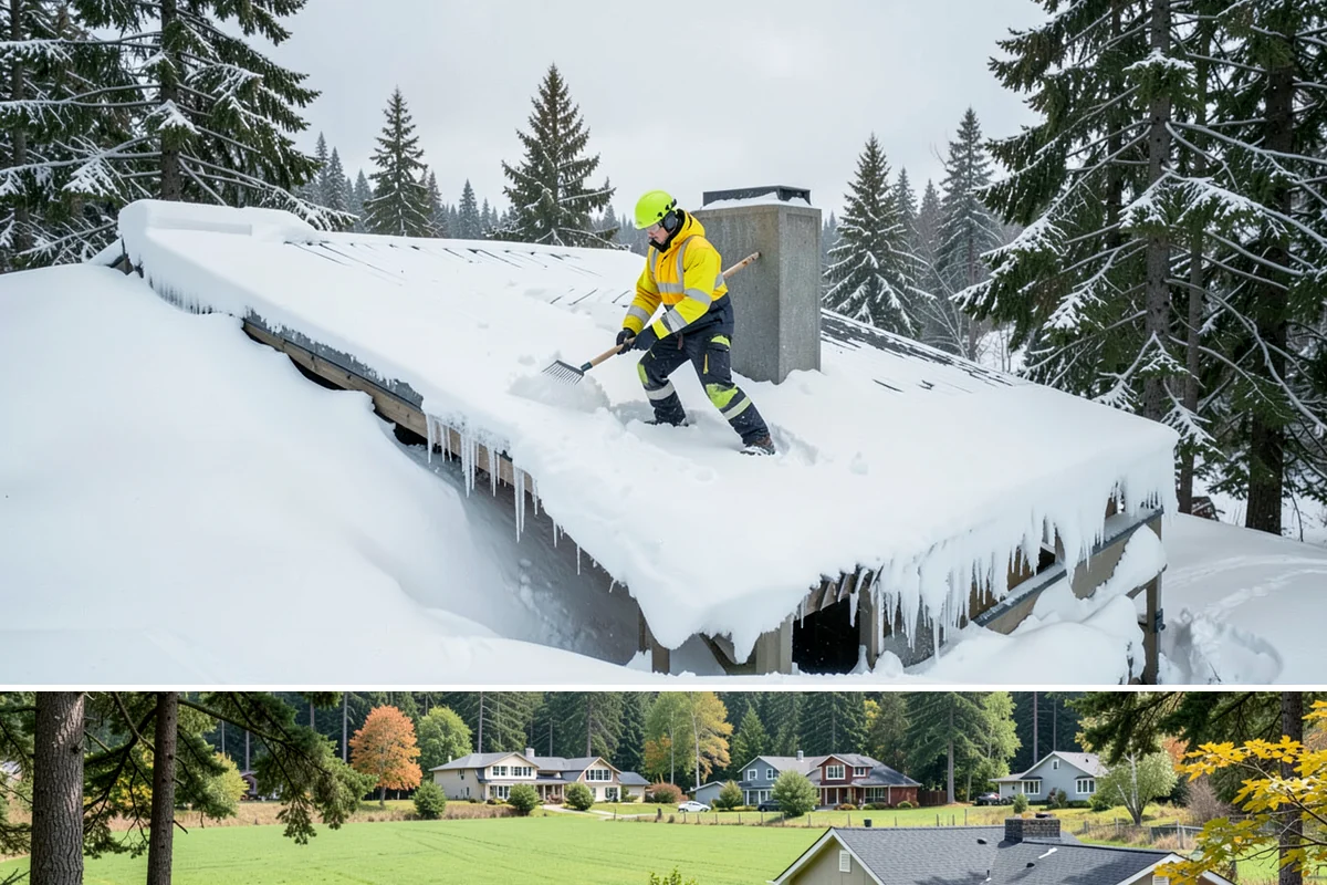Porch Steps Clearing in Lyman, Skagit County, WA - Porch steps need regular clearing all winter, with extra attention during thaws when roof drip refreezes at the base of the...