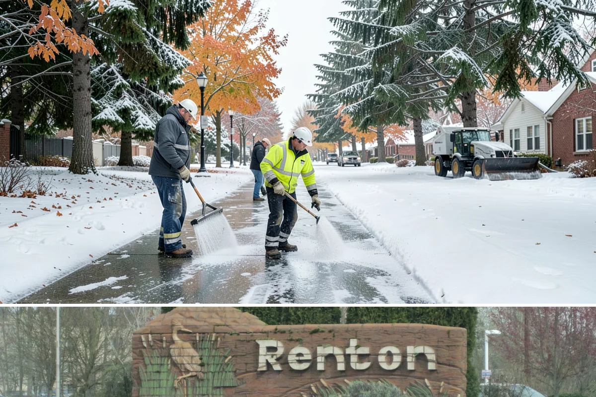 Porch Steps Clearing in Renton, King County, WA - Porch steps need regular clearing all winter, with extra attention during thaws when roof drip refreezes at the base of the...