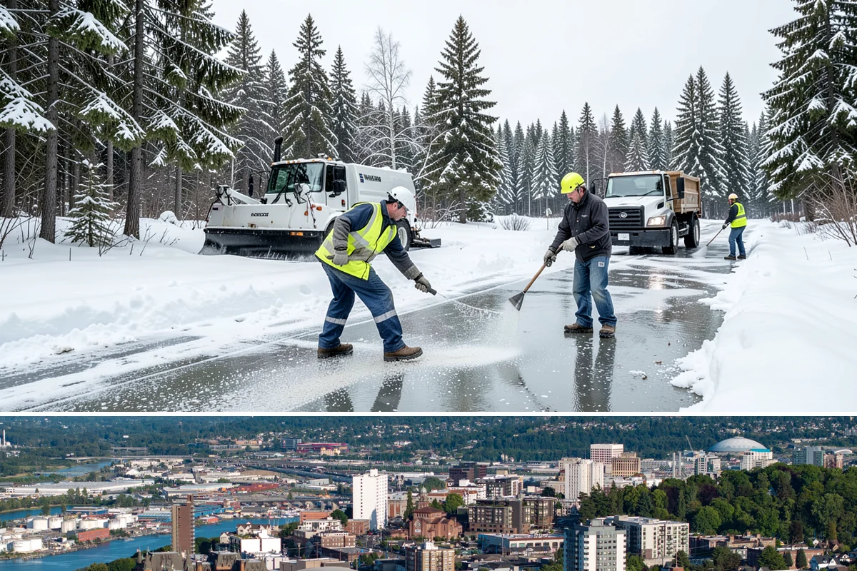 Porch Steps Clearing in Tacoma, Pierce County, WA - Porch steps need regular clearing all winter, with extra attention during thaws when roof drip refreezes at the base of the...