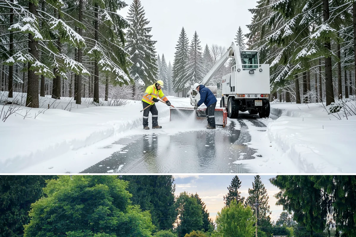 Post-Storm Cleanup in Bonney Lake, Pierce County, WA - Cleanup visits follow storms throughout winter, with the greatest need during January and February freeze-thaw cycles.